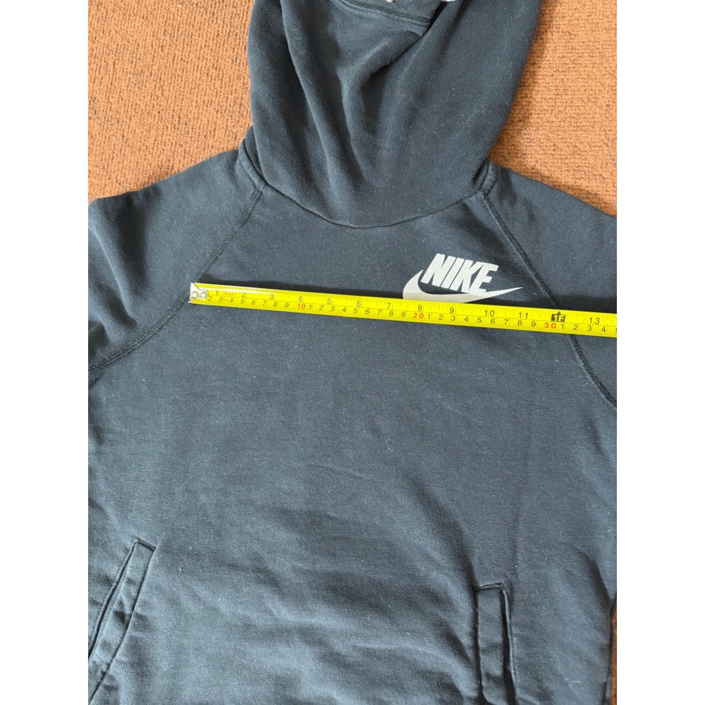 Nike Womens Funnel Neck Scuba Hoodie Black Fleece Pullover Small Raglan Logo - Picture 6 of 11